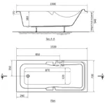⁦بانيو سبيس مقاس 150×80 سم بكرسى G8896 أبيض ايديال ستاندرد⁩ - الصورة ⁦2⁩