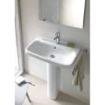 ⁦حوض وش ديوراستايل DuraStyle بالعامود الطويل اللون أبيض 60 سم من ديورافيت⁩ - الصورة ⁦2⁩