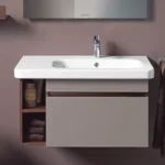 ⁦حوض لوحدة موبيليا ديوراستايل DuraStyle اللون أبيض مقاس 80 سم يمين من ديورافيت⁩ - الصورة ⁦2⁩