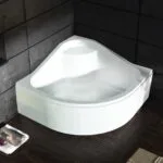 ⁦بانيو قدم ركنة 90 × 90 × 30 سم بكرسى ارتفاع 45 سم من الامام كود GA707 بالجانب اللون ابيض⁩ - الصورة ⁦2⁩