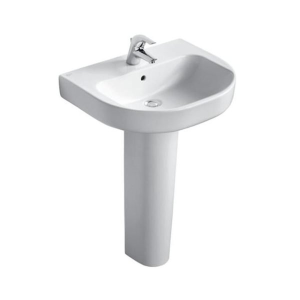 حوض وش بلايا J5011 عامود طويل 55/65 سم أبيض ايديال ستاندرد