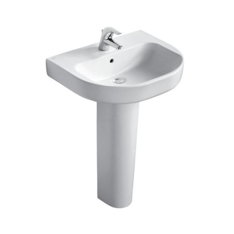 حوض وش بلايا J5011 عامود طويل 55/65 سم أبيض ايديال ستاندرد