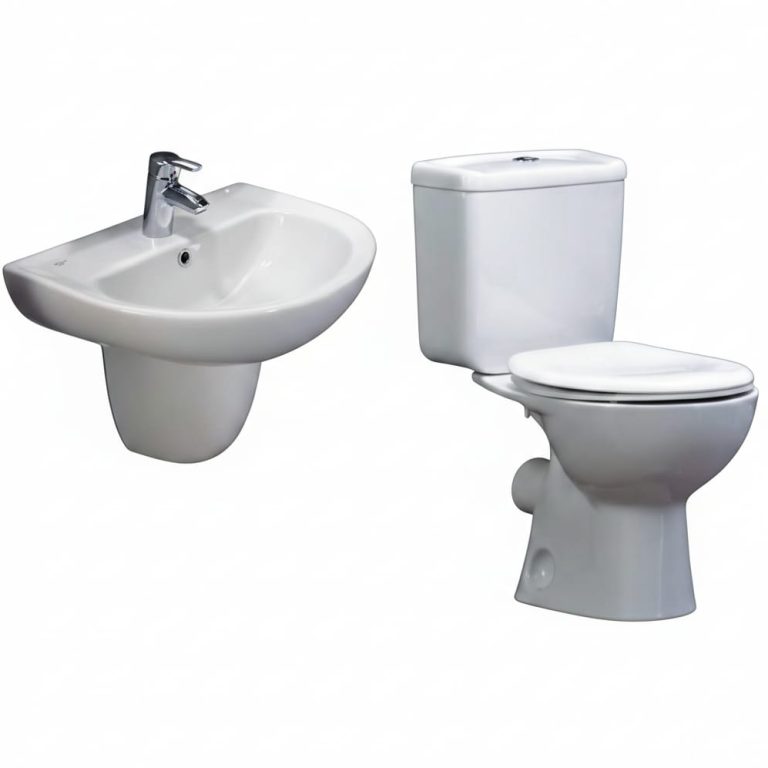 طقم سبيس ايديال حوض معلق سيديلى عادى ابيض