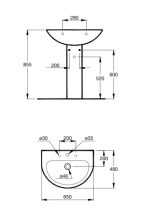 ⁦حوض وش بلان عامود طويل اللون أبيض المقاس 65 سم من ايديال ستاندرد⁩ - الصورة ⁦3⁩