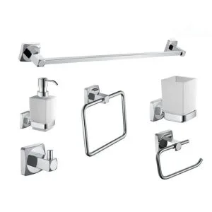 طقم إكسسوار الحمام 80500 ستاندرد 6 قطع لون نيكل كروم Standard Chrome