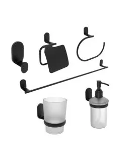 طقم إكسسوار الحمام 93400B ستاندرد 6 قطع لون إسود مط Standard Chrome