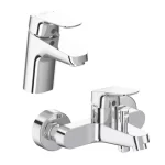 طقم خلاطات 2 قطعة نيو سيرافليكس خلاط حوض وش و خلاط بانيو  اللون كروم من ايديال ستاندرد