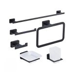 طقم إكسسوار الحمام مربع 6 قطع لون إسود مط Square Black