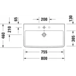 ⁦حوض موبيليا نمبر وان Duravit No 1 اللون أبيض المقاس 80*46 سم من ديورافيت⁩ - الصورة ⁦2⁩