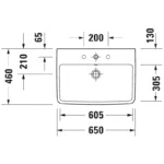 ⁦حوض موبيليا نمبر وان Duravit No 1 اللون أبيض المقاس 65*46 سم من ديورافيت⁩ - الصورة ⁦2⁩
