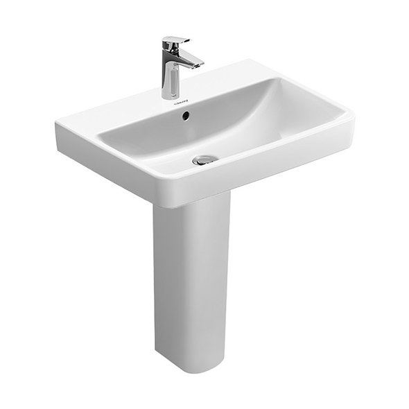 حوض وش نمبر وان Duravit No 1 بالعامود الطويل اللون أبيض المقاس 65*46 سم من ديورافيت
