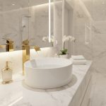 ⁦خلاط حوض وش Waterfall ذهبي لامع ديكور ارتفاع 30 سم⁩ - الصورة ⁦2⁩