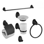 طقم إكسسوار الحمام إقتصادي 6 قطعة اللون اسود مط