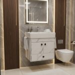 وحدة حمام بورديوم 60 سم بالحوض 2 درفة + درج سوفت كلوز