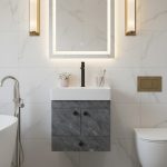 وحدة حمام بورديوم 60 سم بالحوض 2 درفة + درج سوفت كلوز