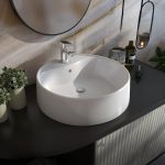 حوض ديربى ليسيكو دائري 50 سم فوق رخامة اللون أبيض lecico