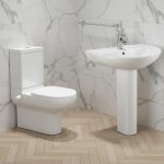 طقم بلان ملاصق ايديال حوض 65 سم عامود طويل ابيض