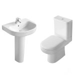 طقم بلايا ايديال حوض 55/65 سم عامود طويل ابيض