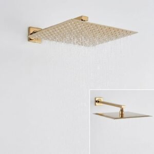 طاسة دش استانلس ذهبي 30×30 سم مربعة سمك 1مم بعامود الدفن
