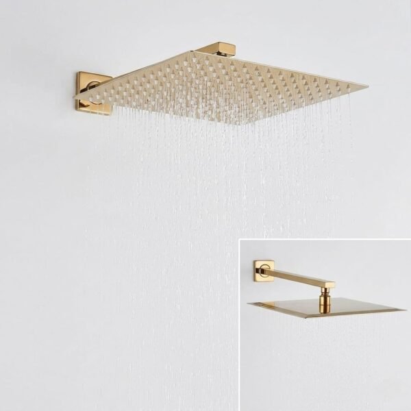 طاسة دش استانلس ذهبي مربعة سمك 1مم بعامود الدفن