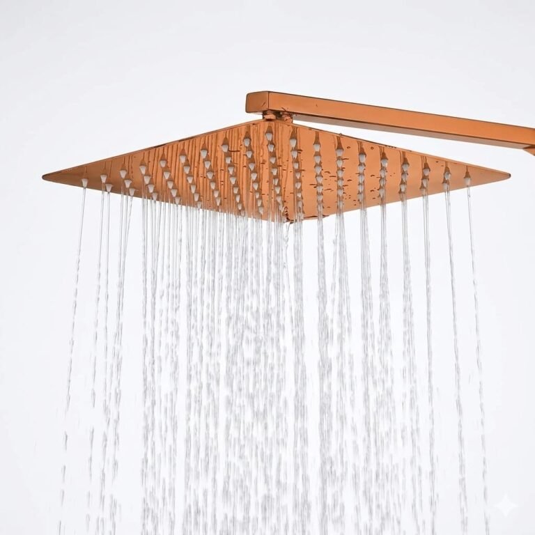 طاسة دش استانلس روز جولد مربعة سمك 1مم بعامود الدفن