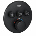 وش خلاط الدش البانيو الدفن جروثيرم 3 مخرج المدور الاسود من جروهي Grohtherm SmartControl 29508KF0 GROHE
